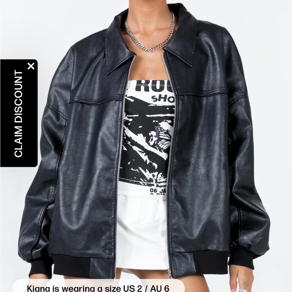 Goldsmith Faux Leather Bomber Jacket Black